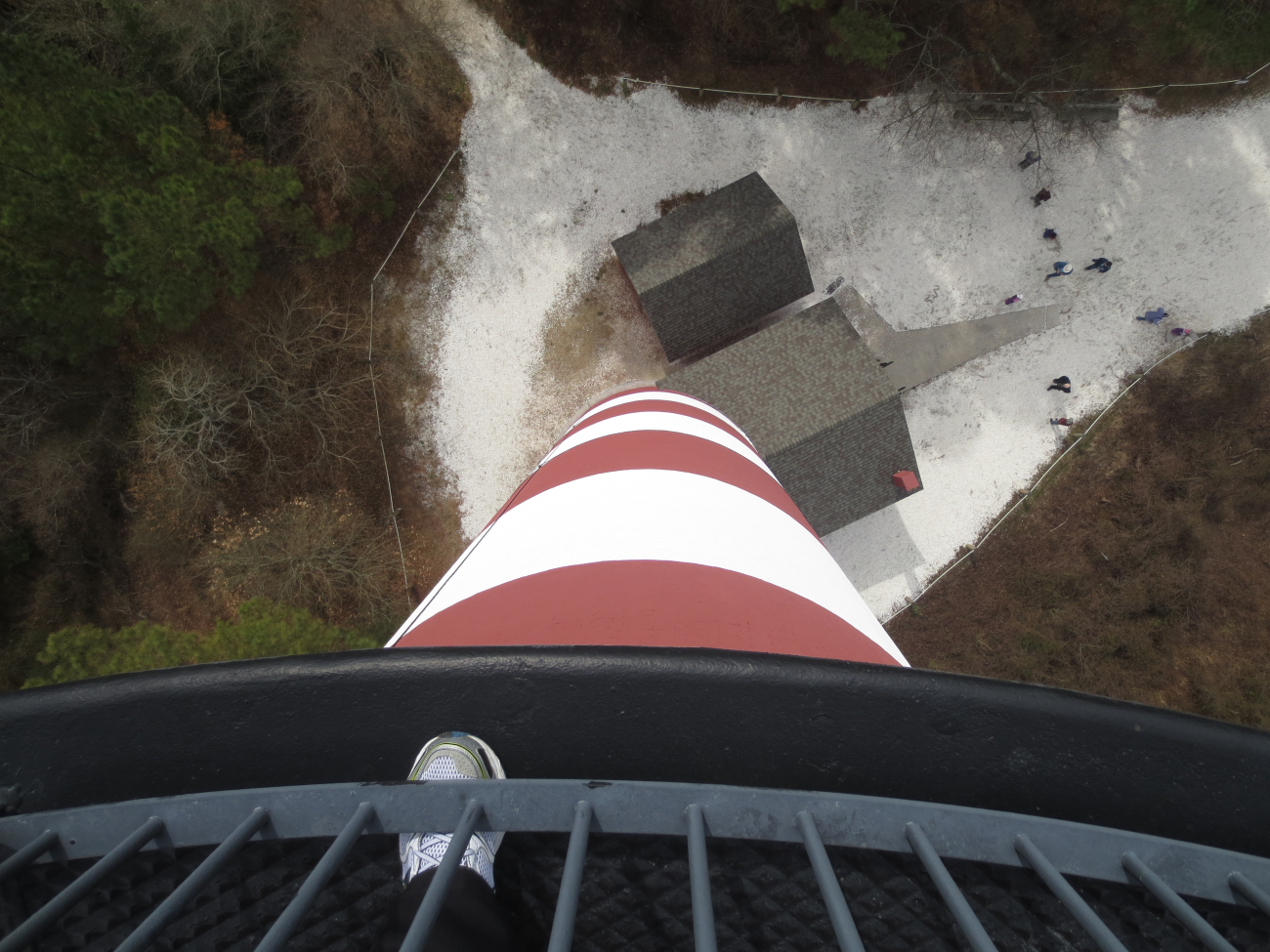 Looking down from Assateague lighthouse to the oilhouse and people below (Image credit: Captain Albert E. Theberge) Looking down from Assateague lighthouse to the oilhouse and people below