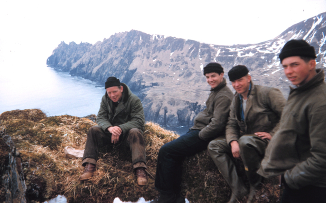 Signal building party taking a rest on Kagalaska Island