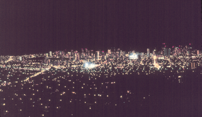Overlooking Honolulu at night from Tantalus Drive