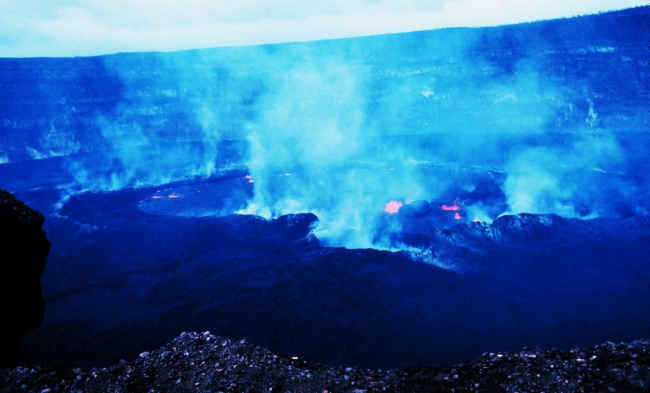 Halemaumau Fire Pit within Kilauea Crater at Volcanoes National Park