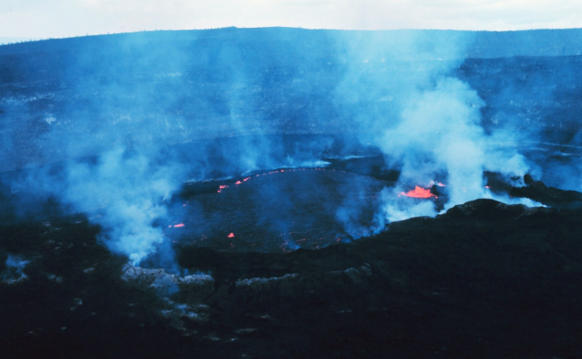 Halemaumau Fire Pit within Kilauea Crater at Volcanoes National Park