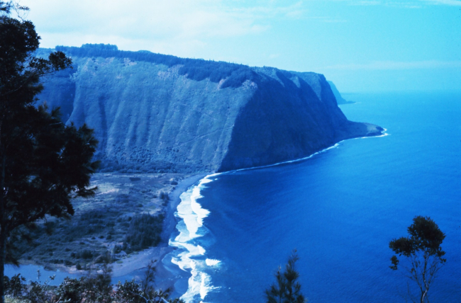 Looking northwest across the Waipio Valley to the Kohala Mountains