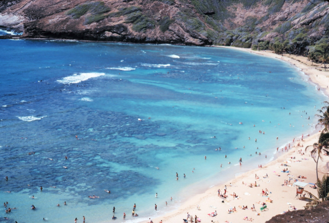 Hanauma Bay, a breached volcanic crater