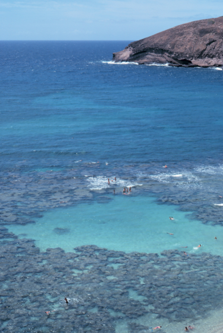 Hanauma Bay, a breached volcanic crater