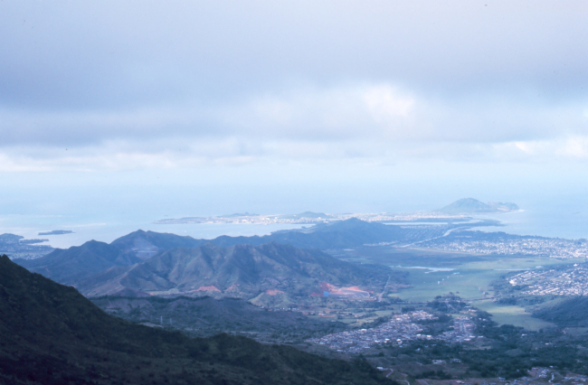 Looking down to the Kaneohe Bay area