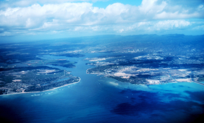A view of Pearl Harbor from the air