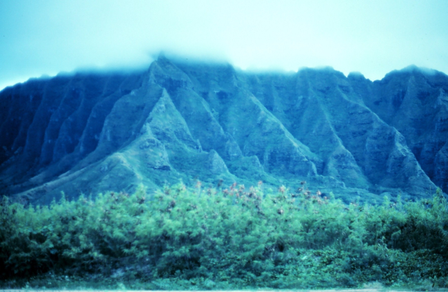 Knife-edged ridge showing effects of erosion with multiple steep stream valleys