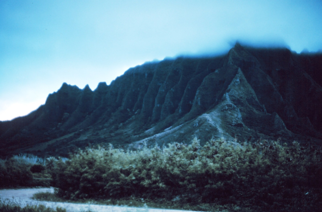 Knife-edged ridge showing effects of erosion with multiple steep stream valleys