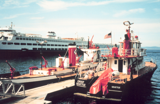 The fireboat Chief Seattle on the Seattle waterfront