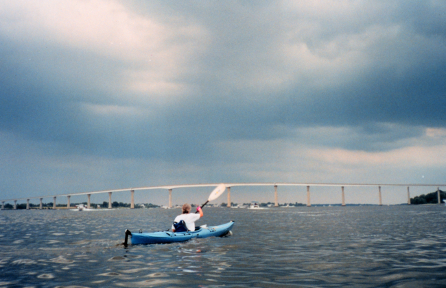 NWS employee Sarah Roy faces an onslaught of cabin cruisers and an impendingstorm as she nears the end of a 25-mile trek down the Patuxent River