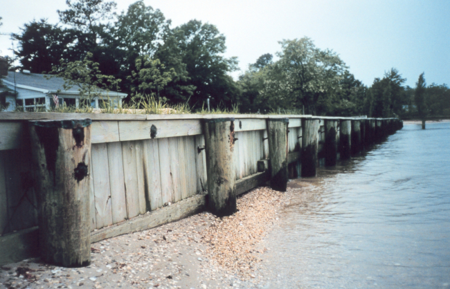 A breakwater constructed to stop erosion