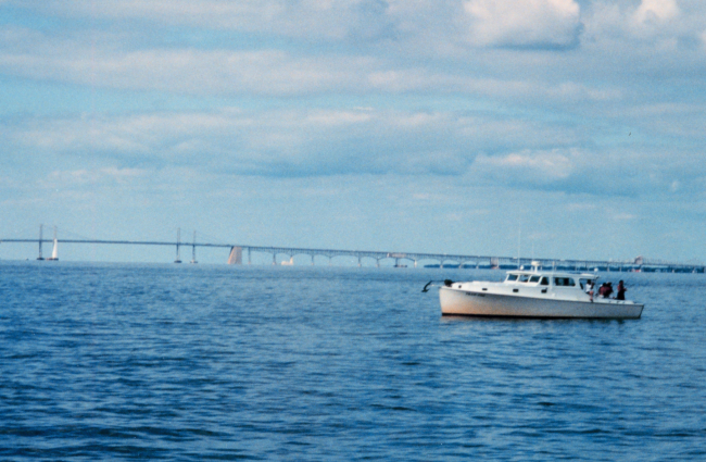 Fishing boat south of the Chesapeake Bay Bridge near the Severn River