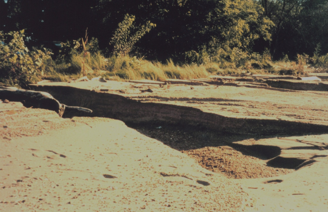 Erosion damage to a beach near Baltimore as a result of Hurricane Floyd