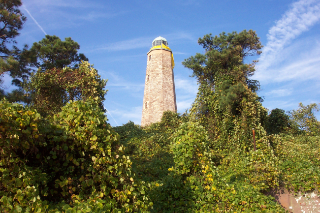Old Cape Henry Lighthouse with a giant yellow ribbon for the safe return of ourtroops in Iraq