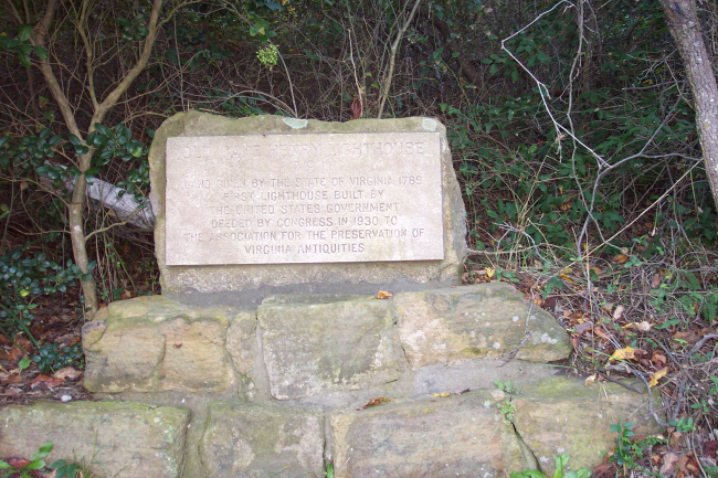 Plaque commemorating the Old Cape Henry Lighthouse and noting that it wasdeeded to the Virginia Association for the Preservation of Antiquities in 1930