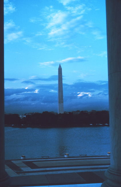 The Washington Monument and the White House as seen from the Jefferson Memorial
