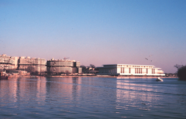The Kennedy Center (to right) and the Watergate Complex