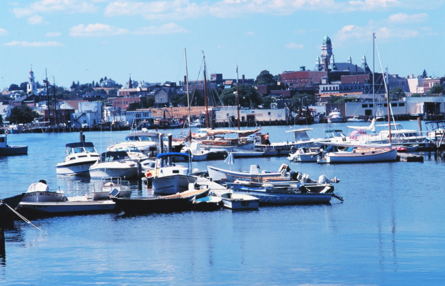 Yachts and workboats intermingling in Gloucester Harbor