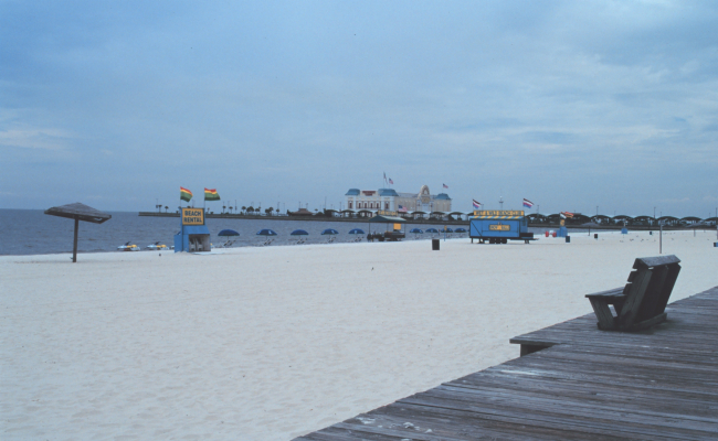 Gambling casinos have been built along the beach at Biloxi