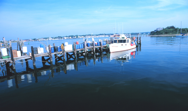 The Fishing Vessel ACES HIGH in port, a coastal lobster boat