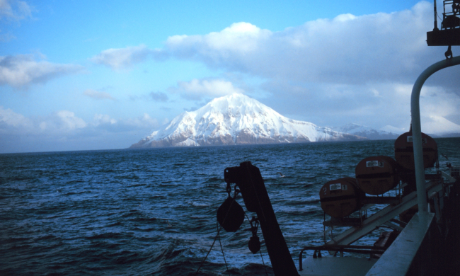 An Aleutian peak and coastline
