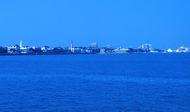 The city of Charleston as seen from the Fort Sumter tour boat