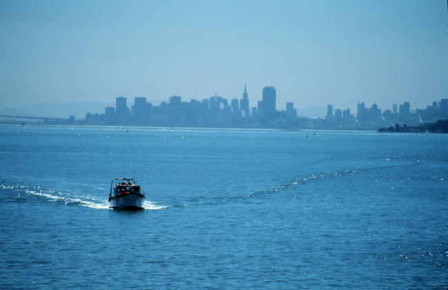 San Francisco skyline looking southwest from the center of the bay