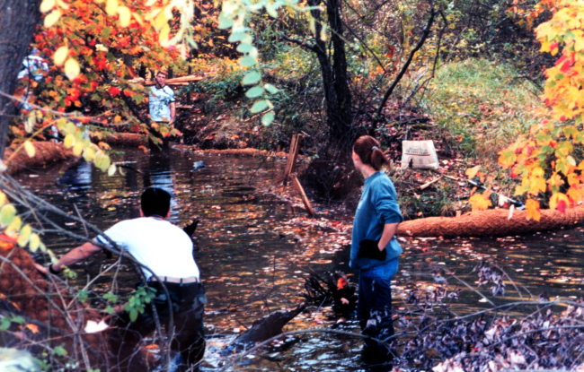 Installing Biologs to abate erosion problems along Spa Creek