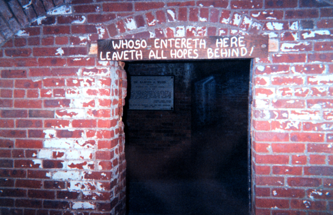Sign over the cell that housed Dr