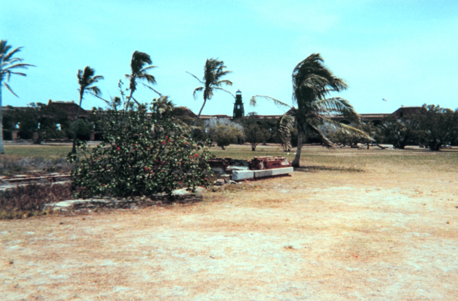 The lighthouse as seen from the far end of the parade ground at Fort Jefferson
