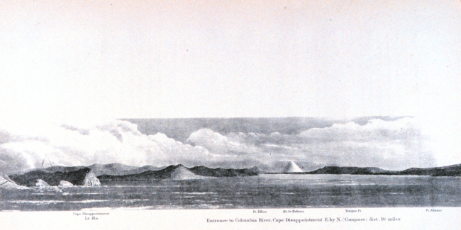 The entrance to the Columbia River with Mount St