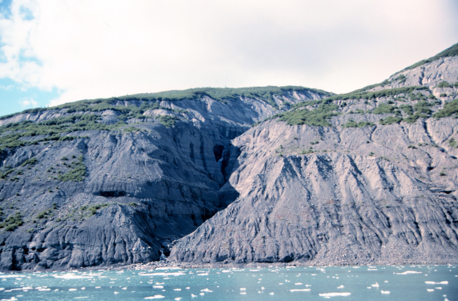 Unconsolidated glacial moraine material on the shores of Icy Bay