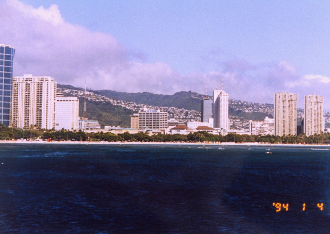 Waikiki hotels as seen from offshore