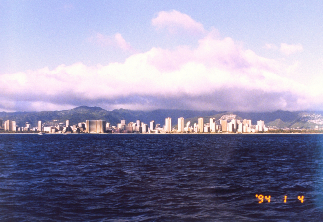 Waikiki hotels as seen from offshore