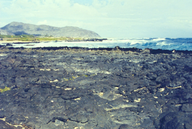 Black lava meets the sea
