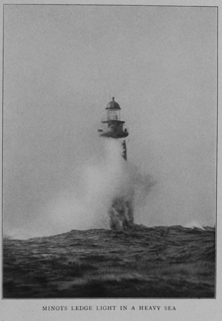 Minots Ledge Light in a heavy sea, off Boston Harbor