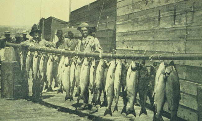 Salmon catch with rod and reel at Santa Cruz
