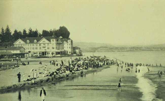 Beach scene at Capitola, a few miles to the east of Santa Cruz