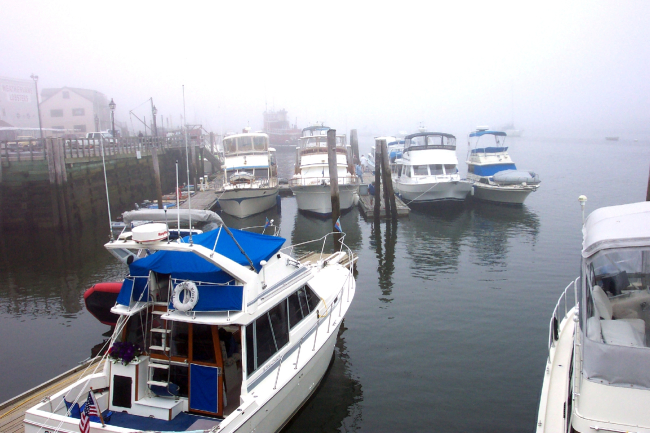 The harbor at Belfast on a foggy morning