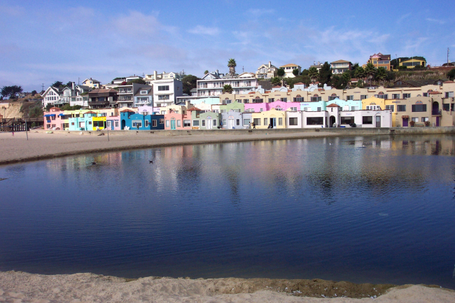 Mediterranean style beach cottages at Capitola-by-the-Sea