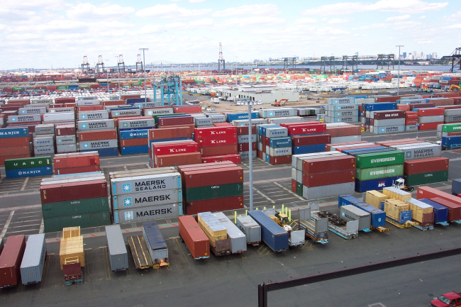Thousands of shipping containers at the terminal at Port Elizabeth, New Jersey