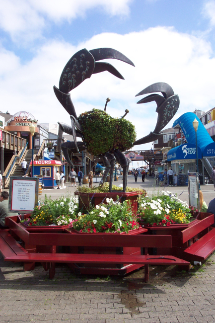 A crab sculpture on Pier 39, near Fisherman's Wharf