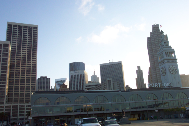 Skyscrapers of downtown San Francisco as seen from the ferry boat terminal
