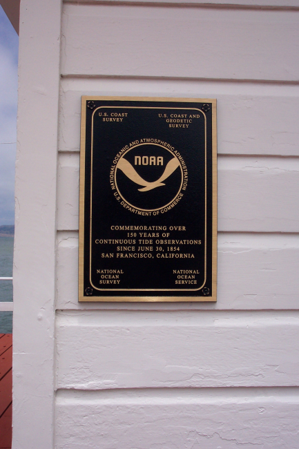 Plaque commemorating 150 years of continuous tidal observations by the SanFrancisco tide gauge