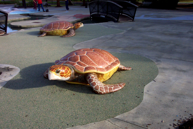 Sea turtle sculpture at Daniel Island Children's Park