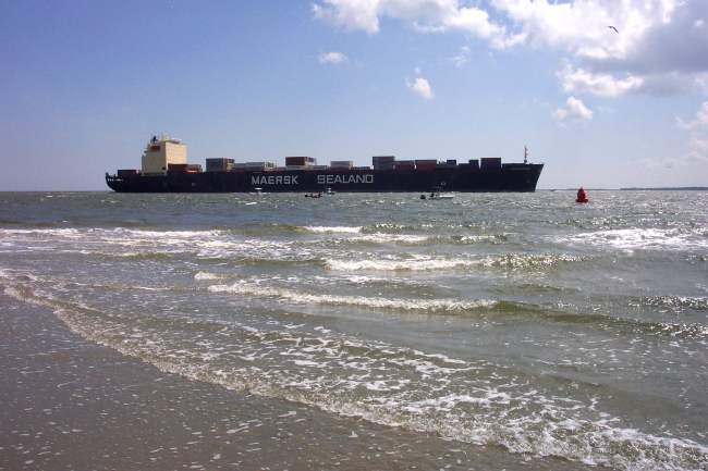 It's easy to see why Charleston is the second busiest container port on the East Coast while walking the beach at Sullivans Island
