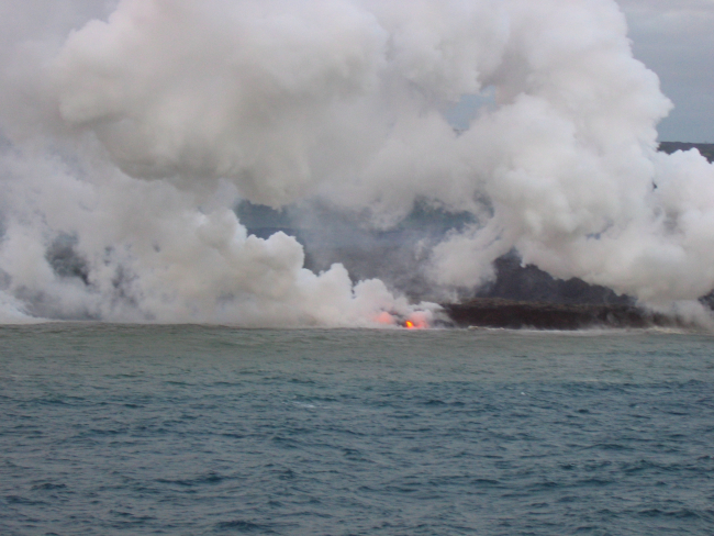 Lava flow entering the sea on SE coast of Hawaii