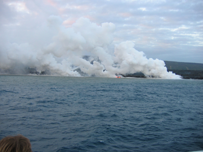 Lava flow entering the sea on SE coast of Hawaii