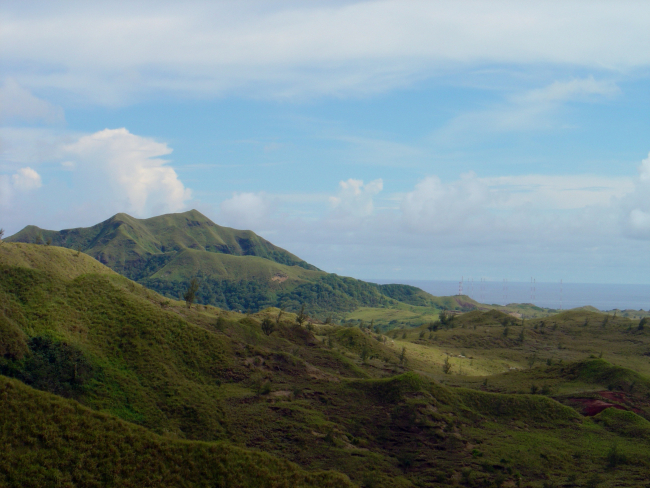 Mountains of Guam and a military antenna farm