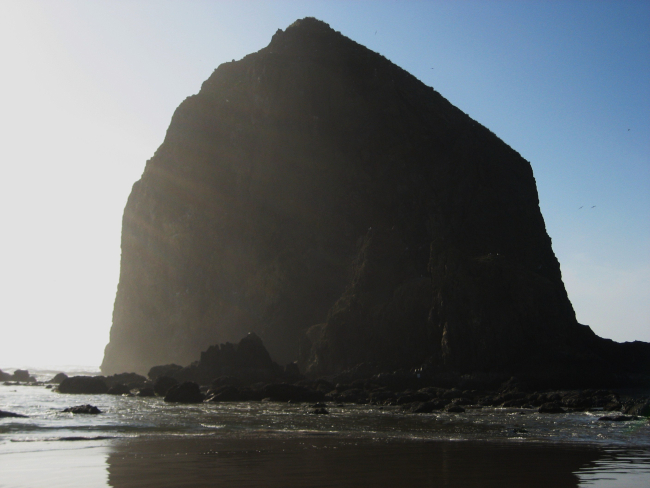 Haystack Rock at Cannon Beach at low tide